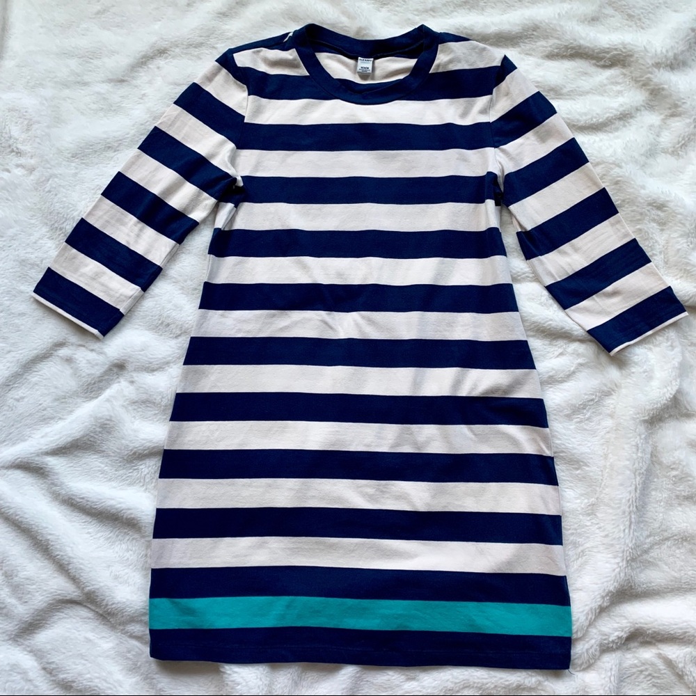 Old Navy 3/4 Sleeve Preppy Horizontal Stripe Dress Size M Petite
